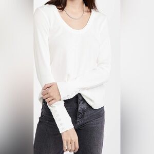 Paige Women’s Carey White Thermal Long Sleeve Shirt Size M